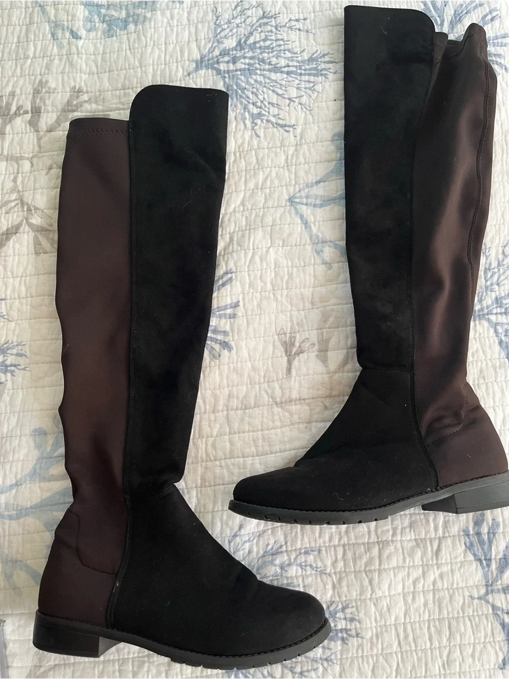 Women's Black Over-the-Knee Stretch Suede Boots